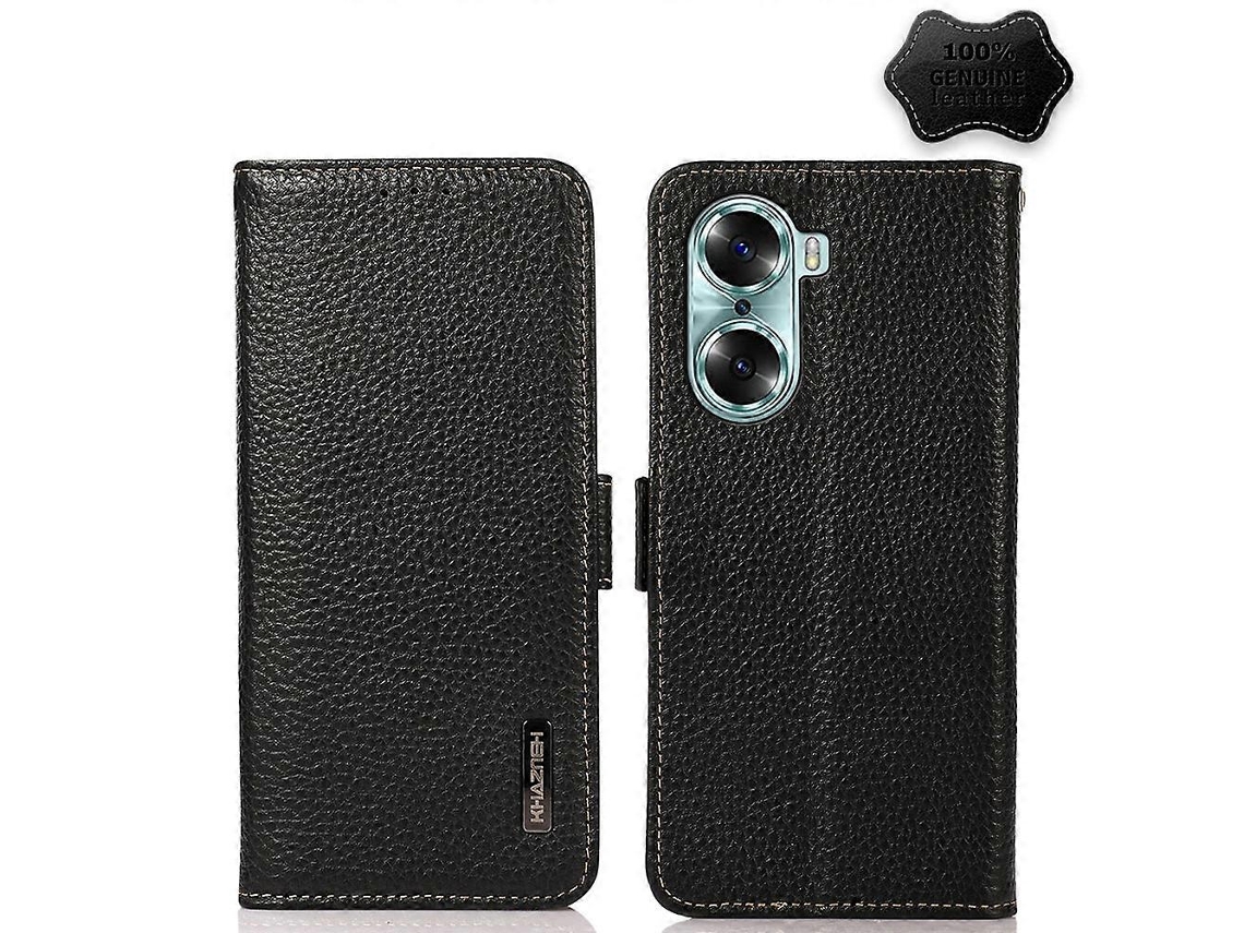 Capa Para Celular For Honor 60 Khazneh Em Couro Cor Lichia Com Fecho Magnético Lateral E Proteção Rfid.