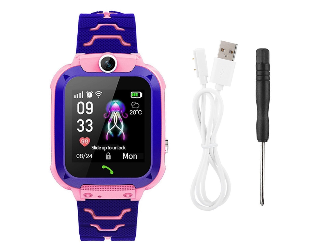 Relógio inteligente infantil com GPS e rastreador de chamadas, relógio inteligente pop-up SOS para crianças, relógio LY Ebike para crianças (rosa)