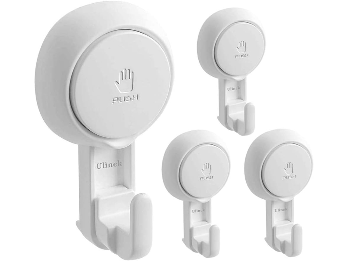 Conjunto de 4 Ganchos Plástico com Ventosa, Novos e com Forte Poder de Sucção BRILVIBERA