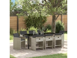 Vidaxl Conjunto De Jantar Para Jardim 9 Unid. Cinzento-claro Vime Pe