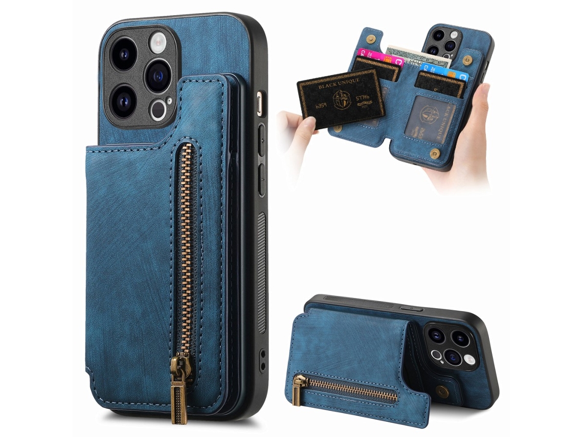 Capa Para Iphone 14 Pro Max Pele Sintética Azul