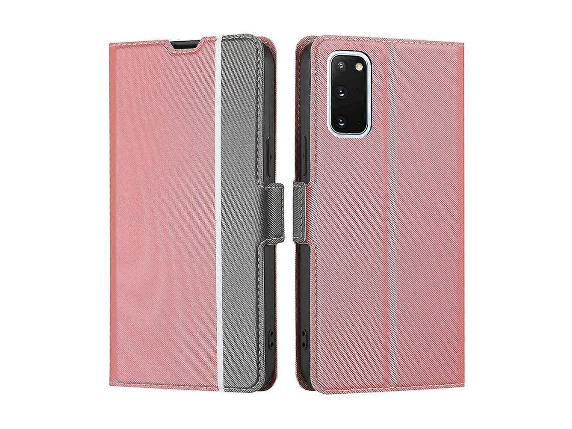 Capa De Couro Com Textura Sarjada E Botões Laterais Para Samsung Galaxy S20
