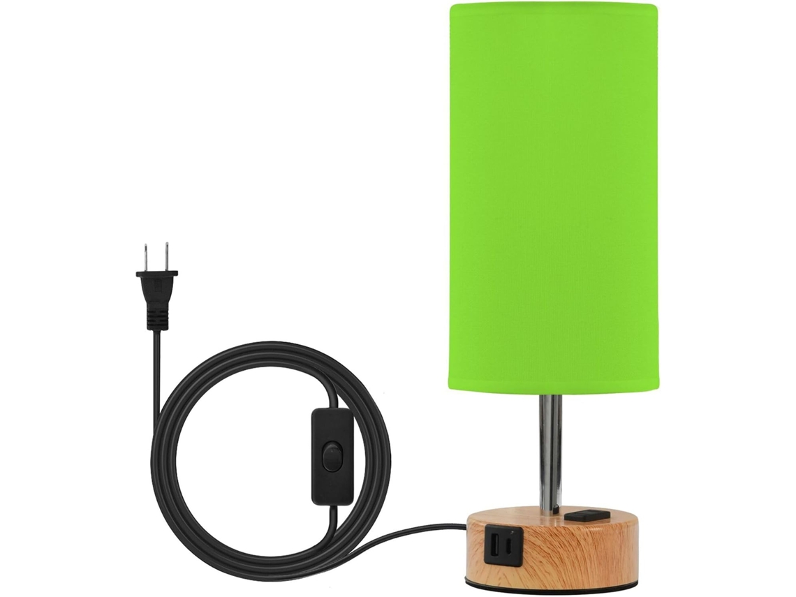 Luminária De Mesa Verde Yuiboo Para Quarto, Luz Noturna Com Portas Usb C E A, 3 Temperaturas De Cor Para Escritório