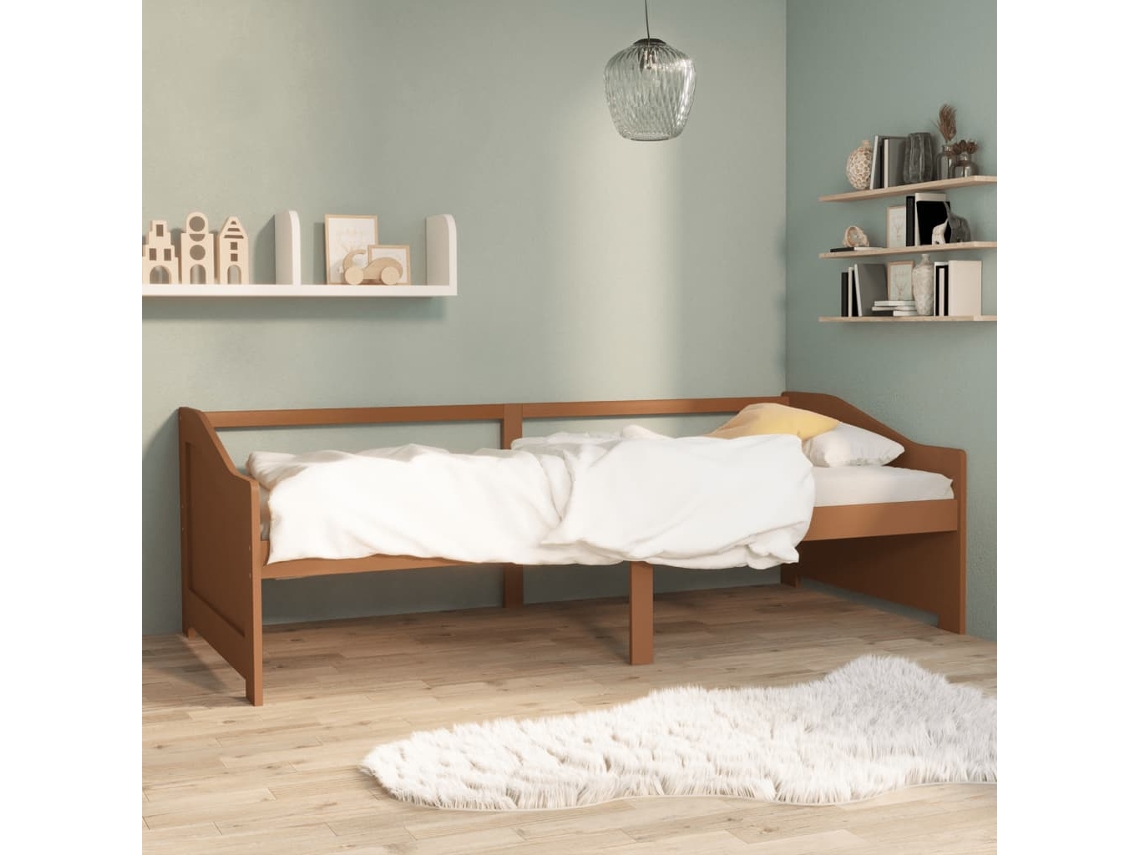 Sofá cama de 3 plazas 90x200cm Pino macizo Marrón Miel