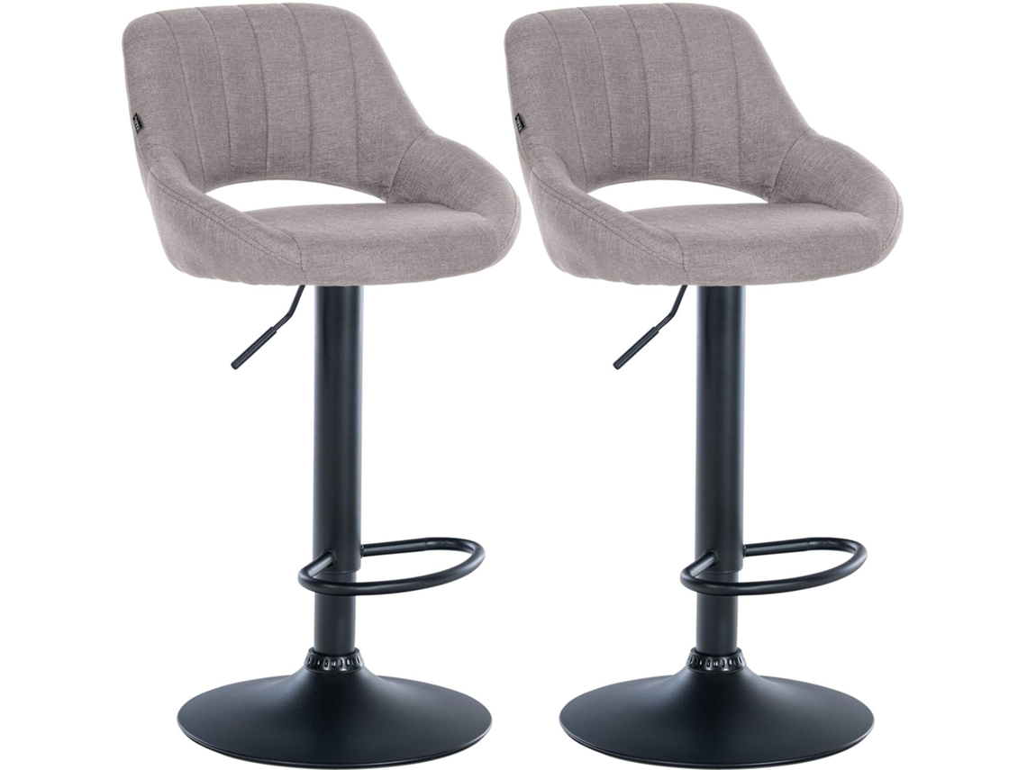 Conjunto de 2 bancos de bar Milet em tecido cinza/metal fosco preto CLP