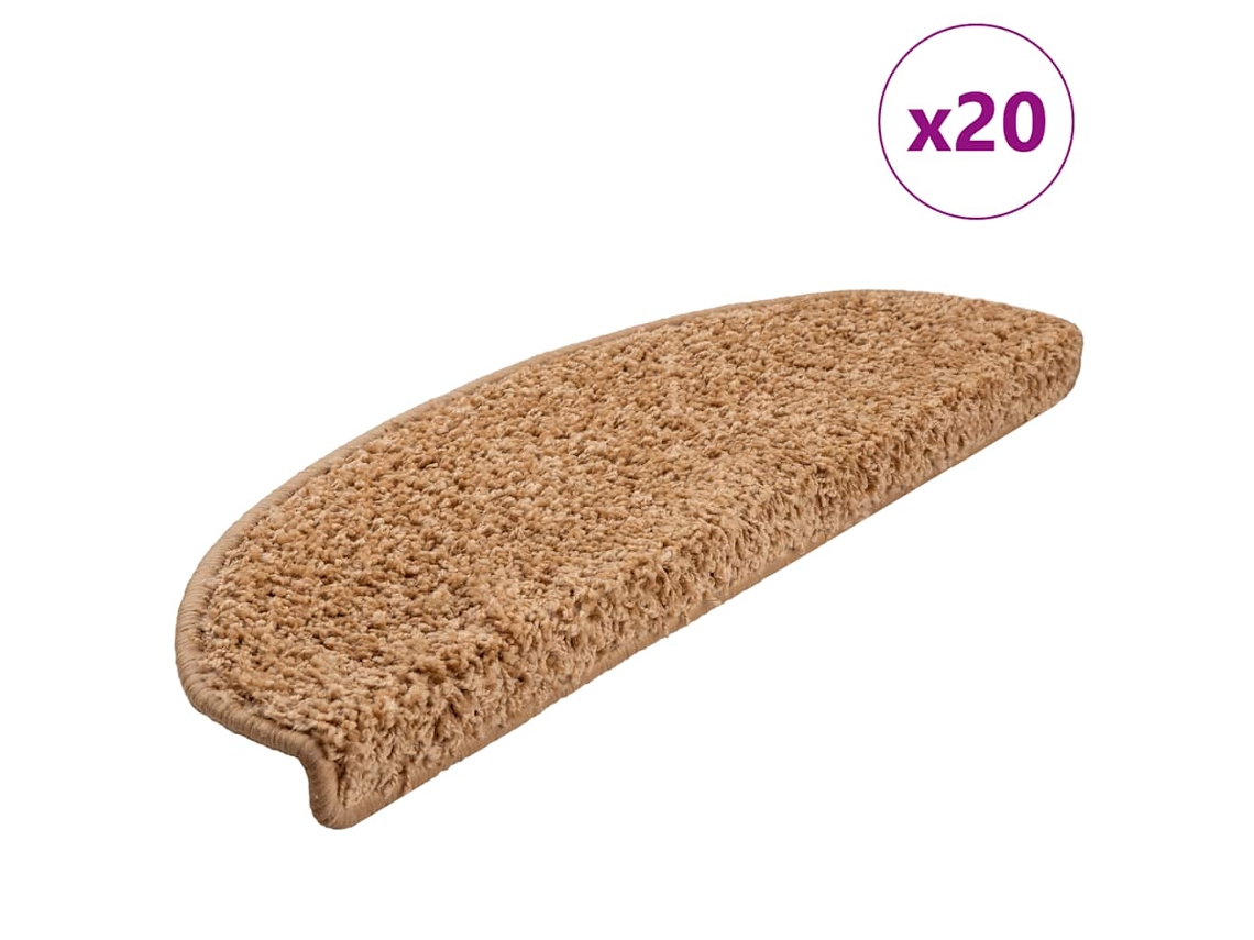 Vidaxl Tapetes De Escada 20 Peças 65x21x4 Cm Bege Semicircular Grande