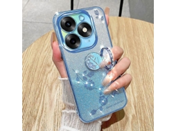 Capa De Celular Com Glitter Gradiente E Anel De Flor Imortal Com Tudo Incluído Para Itel S23