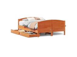 Cama Sem Colchão 140x190 Cm Pinho Maciço Castanho mel MAISON EXCLUSIVE