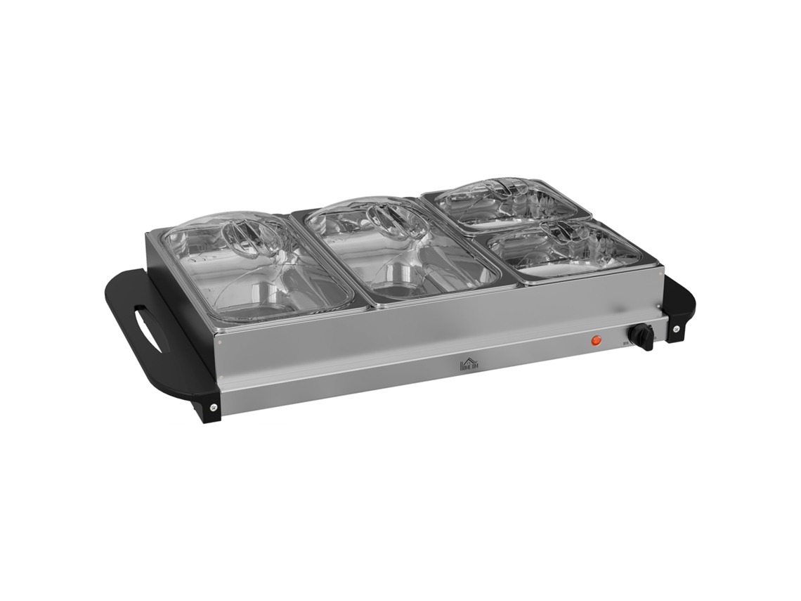 Aquecedor de Pratos Elétrico Inox 300w 2x2,4l + 2x1l, placa quente com temperatura ajustável BTFORUS