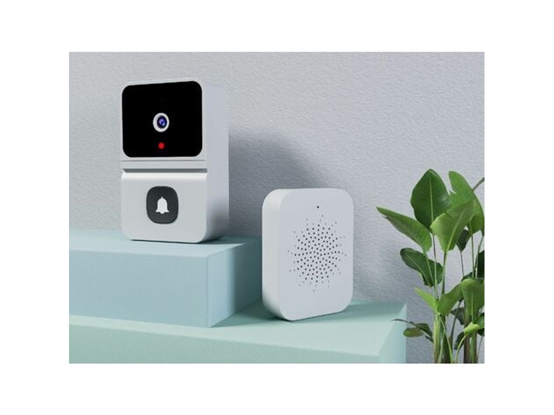 Campainha De Vídeo Com Relógio Interno, Campainha De Segurança Sem Fio Para Vigilância Residencial, Câmera De Vídeo Macaron, Z30, Branc Slowmoose
