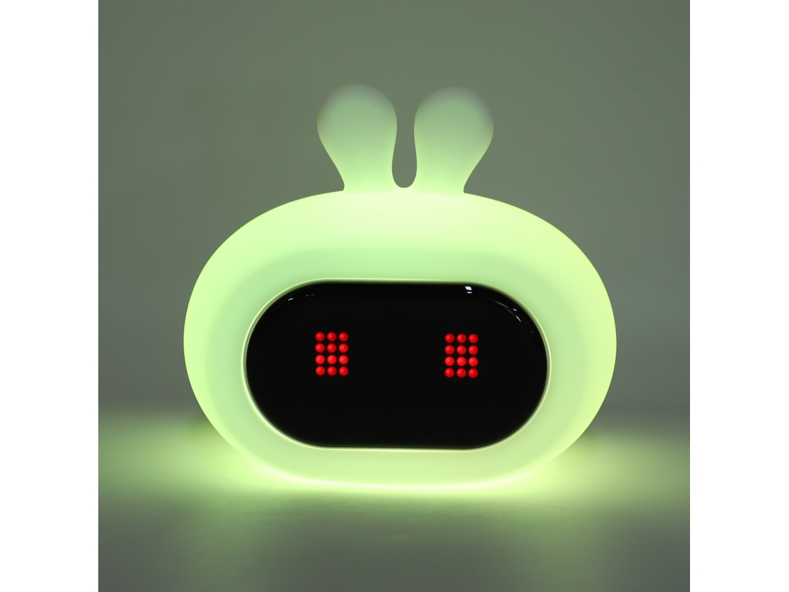 Relógio Despertador Coelhinho Cute Luz Noturna Usb Recarregável