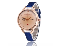 Relógio Feminino de Couro Estiloso com Mostrador Redondo e Quartzo (sapphire)