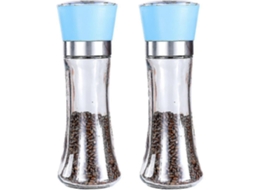 Conjunto de 2 moedores de sal e pimenta recarregáveis com ajuste de moagem AQUAFORGE