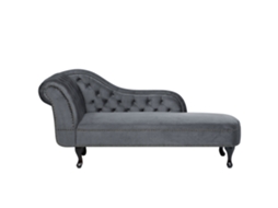 Chaise longue versão à esquerda BELIANI Nimes de Veludo Cinzento 169x65x79