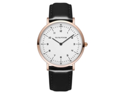 Relógio de pulso Vava Voom Fashion com pulseira de couro PU, resistente à água (preto e dourado rosê)
