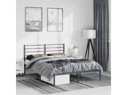 Vidaxl Estrutura De Cama Em Metal Com Cabeceira 150x200 Cm Preto