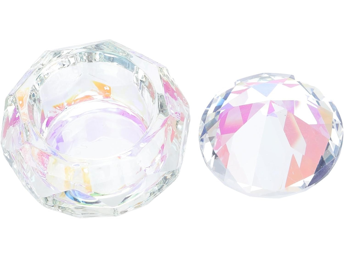 Ferramenta de manicure com decoração elegante e delicada em prático vidro cristal.
