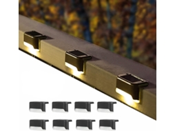 Rebe 8 Luces de Terraza Solares Impermeables Ip65 Led Luz Cálida para Jardín Patios Escaleras Exteriores Negro