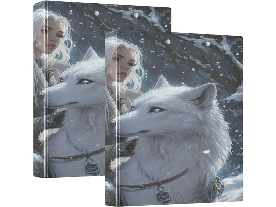 Pasta De 3 Argolas 1, 5 Polegadas Com Bolsos Internos, Tema Jogo Anime, Winter Playroom Wolf, Pacote Com 1 2 Unidades
