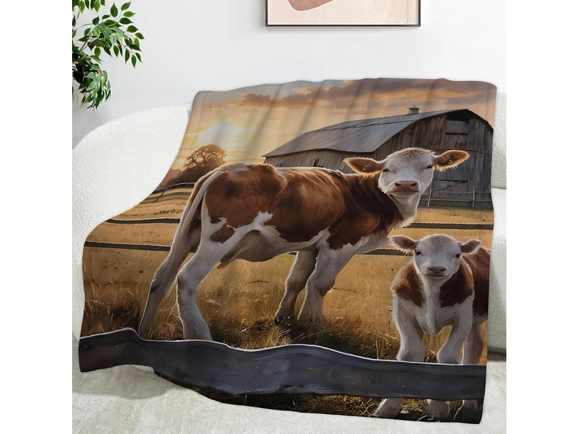 Manta com Estampa de Vaca para Sol 130x150 Cm Multifuncional Macia Flanela Aconchegante Cama Escritório Soneca