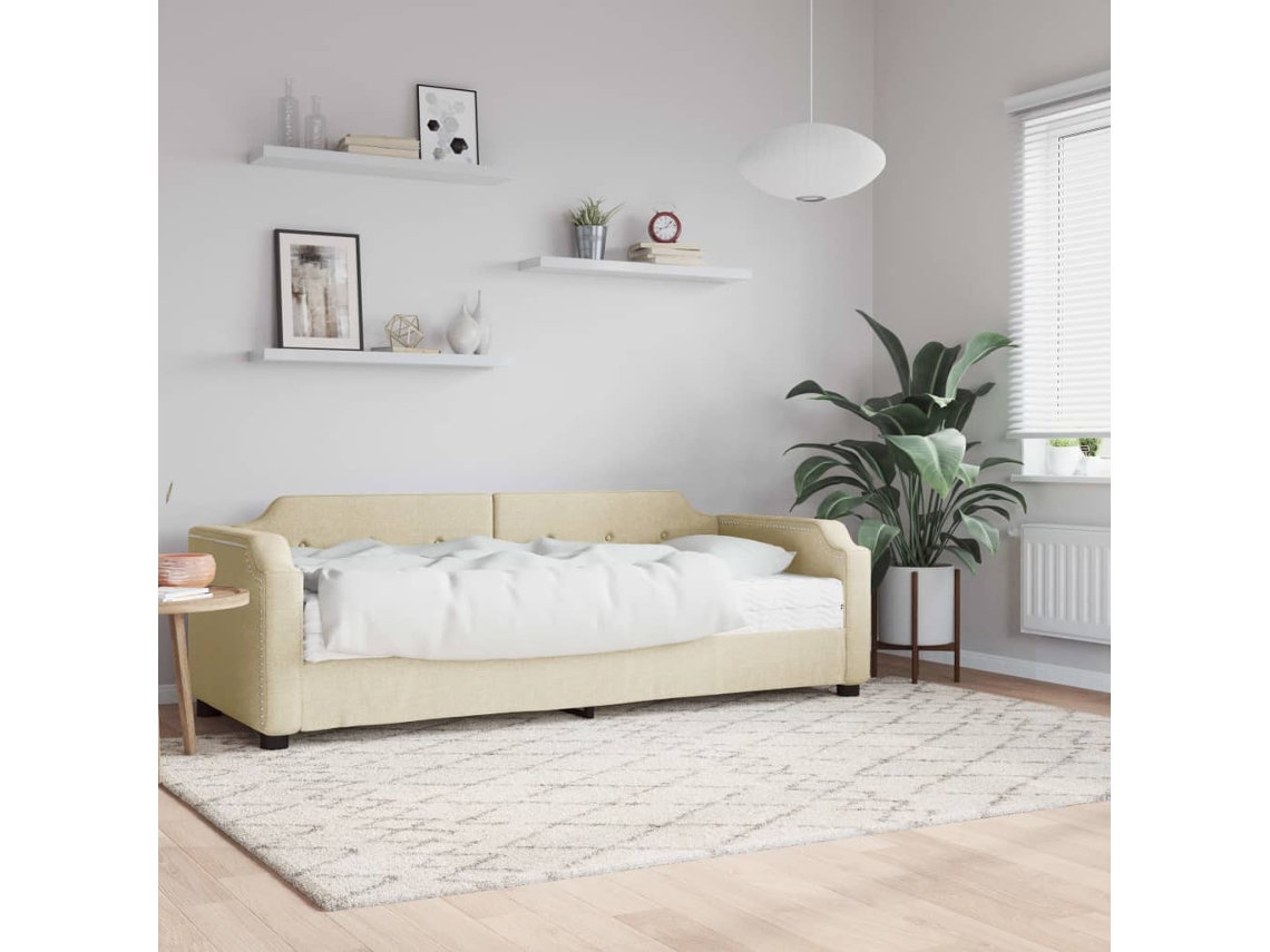 Vidaxl Sofá-cama Com Colchão 80x200 Cm Tecido Cor Creme