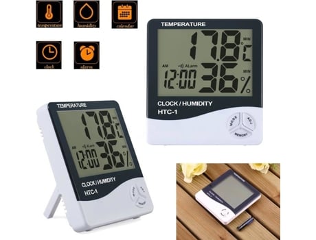 Higrômetro LCD digital, termômetro, temperatura e umidade, relógio interno, 50 °c 70 °c, 10 99 Ur, 1 pacote Depzo