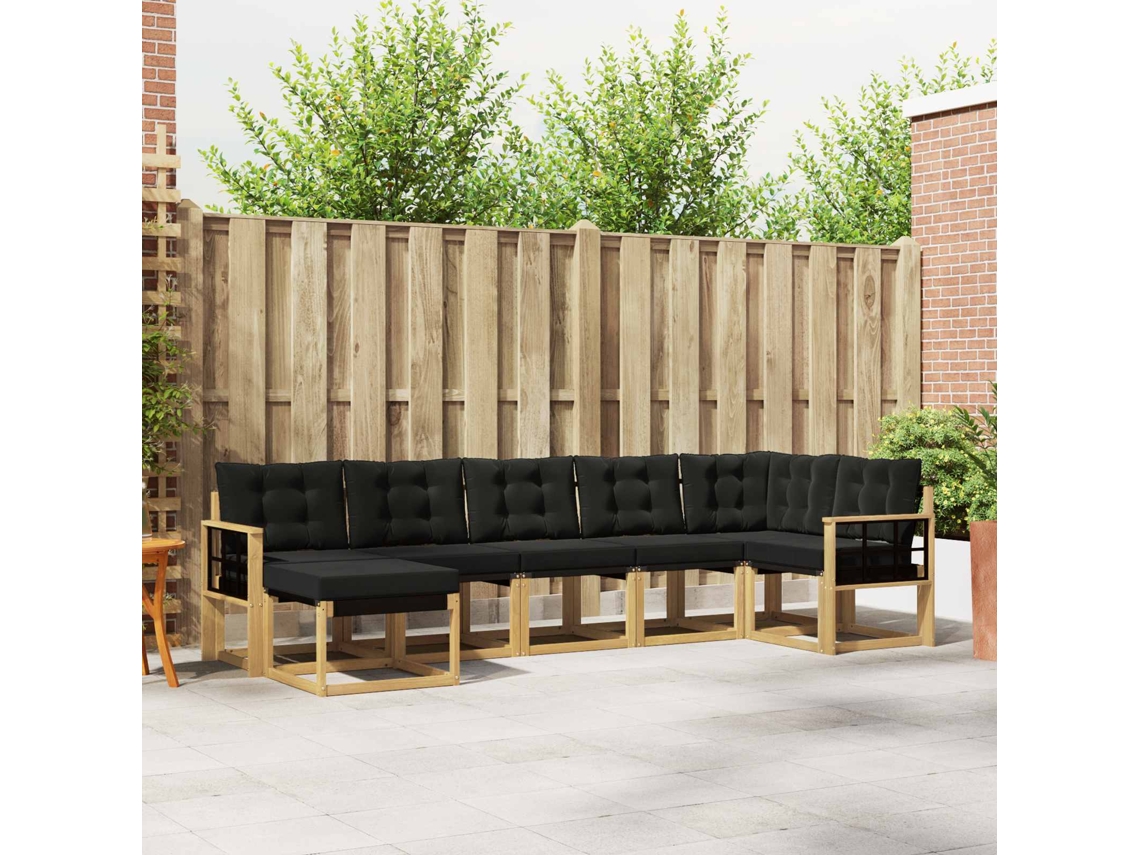 Vidaxl Conjunto De Sofás Para Exterior 7 Pcs Branco E Preto