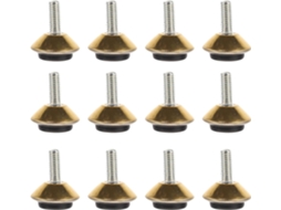 Conjunto De 12-niveladores Móveis Ajustáveis Em Metal Dourado, Pés Niveladores Resistentes, Deslizadores Antiderrapantes