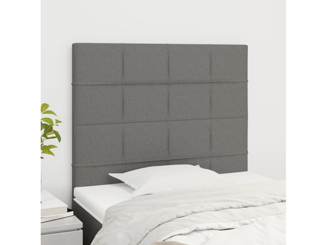 Cabecero 2 piezas Tela 80x5x78/88 cm Gris Oscuro