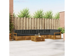 Vidaxl Conjunto De Sofás Para Exterior 7 Unid. Natural E Antracite