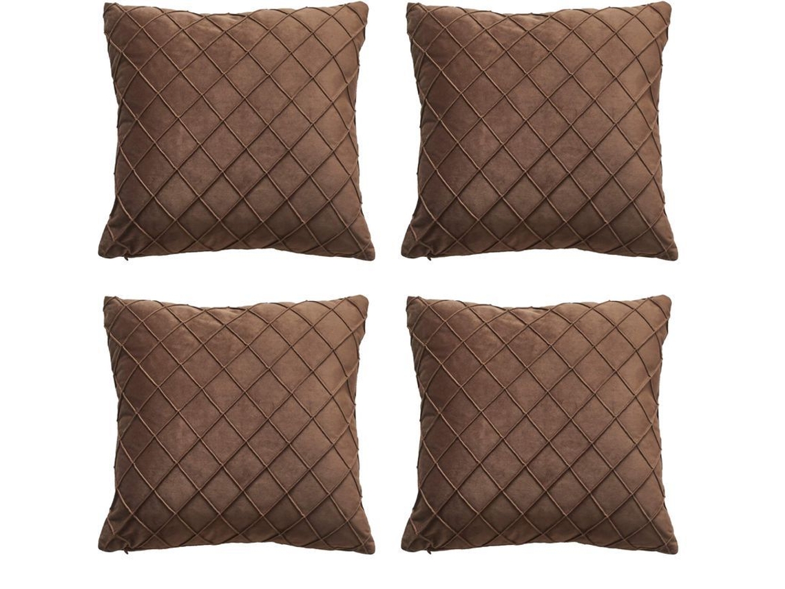 2026 4 Capas de Travesseiro Quadradas de Veludo com Design de Malha, 45x45cm, Decorativas para Casa