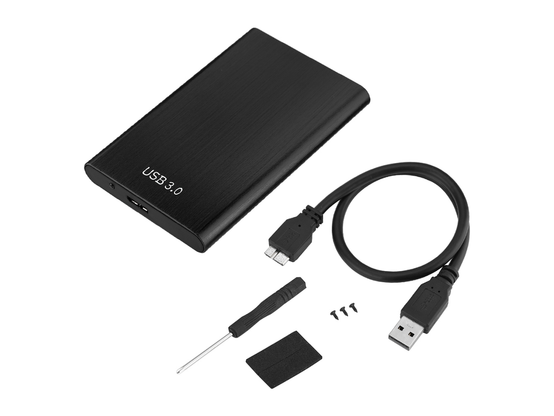 Enclosure Externo Para Ssd Sata De 2,5 Polegadas Em Liga De Alumínio, Case Para Disco Rígido Usb 3.0 Preto