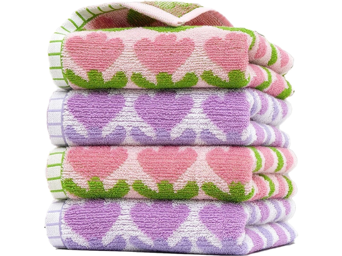 Conjunto de Toalhas, Pacote com 4 Unidades, de Rosto e de Mão Altamente Absorventes, Decoração para Banheiro e Cozinha, 34,8 X 74 AQUAFORGE