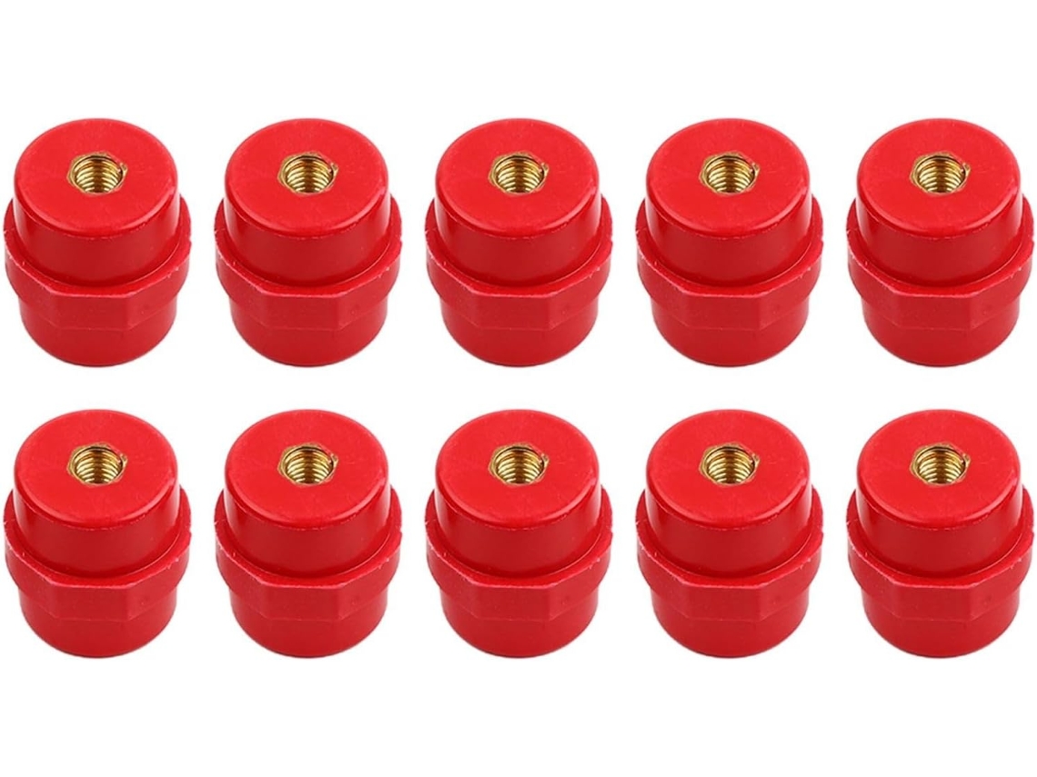 Pacote Com 10 Isoladores De Barramento Vermelhos De Alta Resistência Sm-35 M8