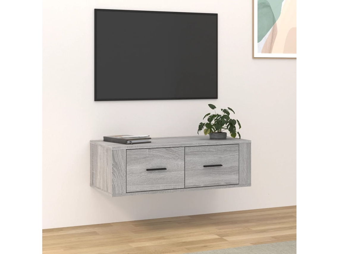 Vidaxl Armário Tv Suspenso 80x36x25 Cm Derivados Madeira Cinza Sonoma