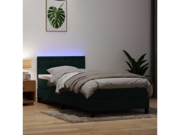 Vidaxl Cama Box Spring C/ Colchão E Led Verde-escuro 80x220 Cm Veludo