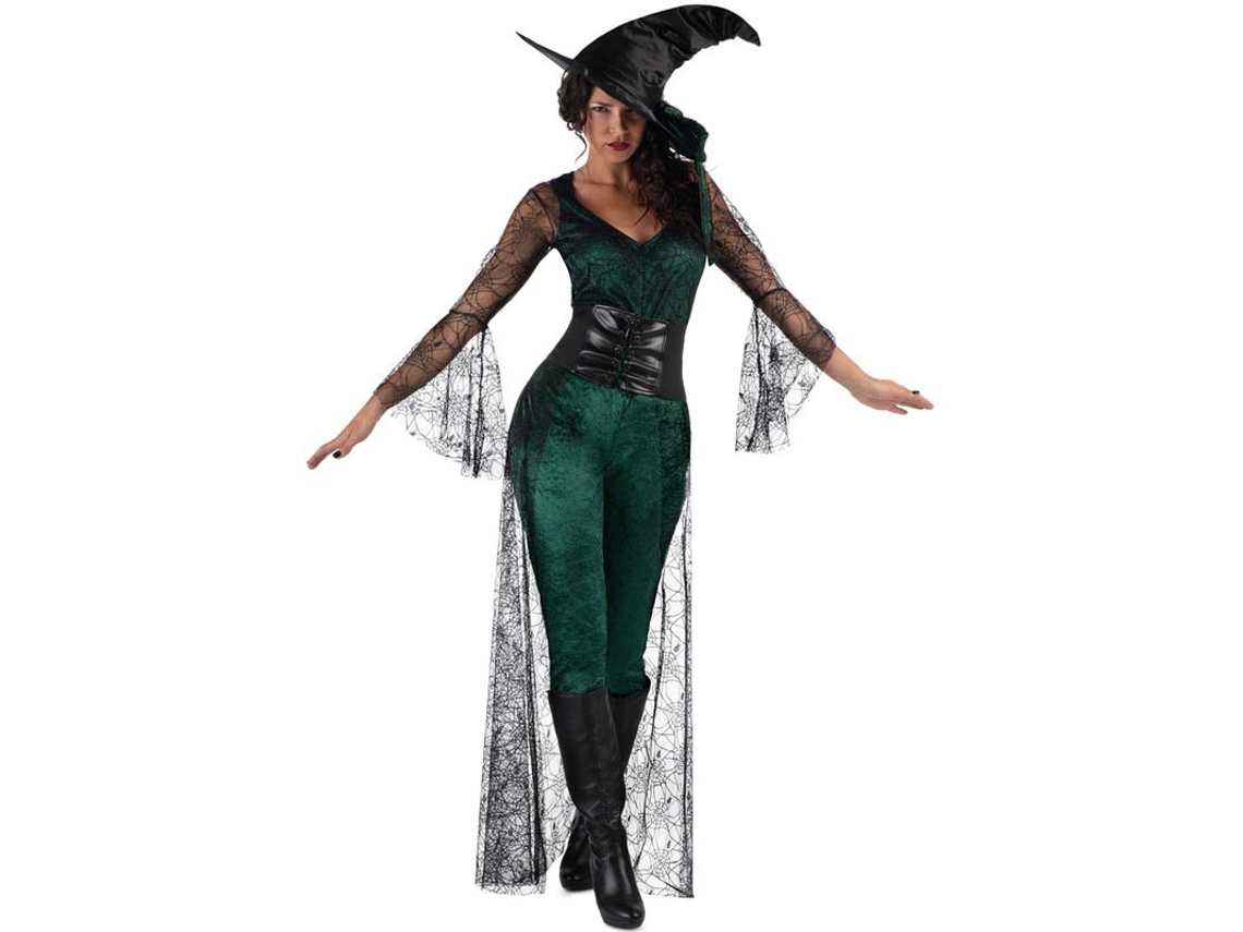 Fantasia de bruxa Green Coven para mulher
