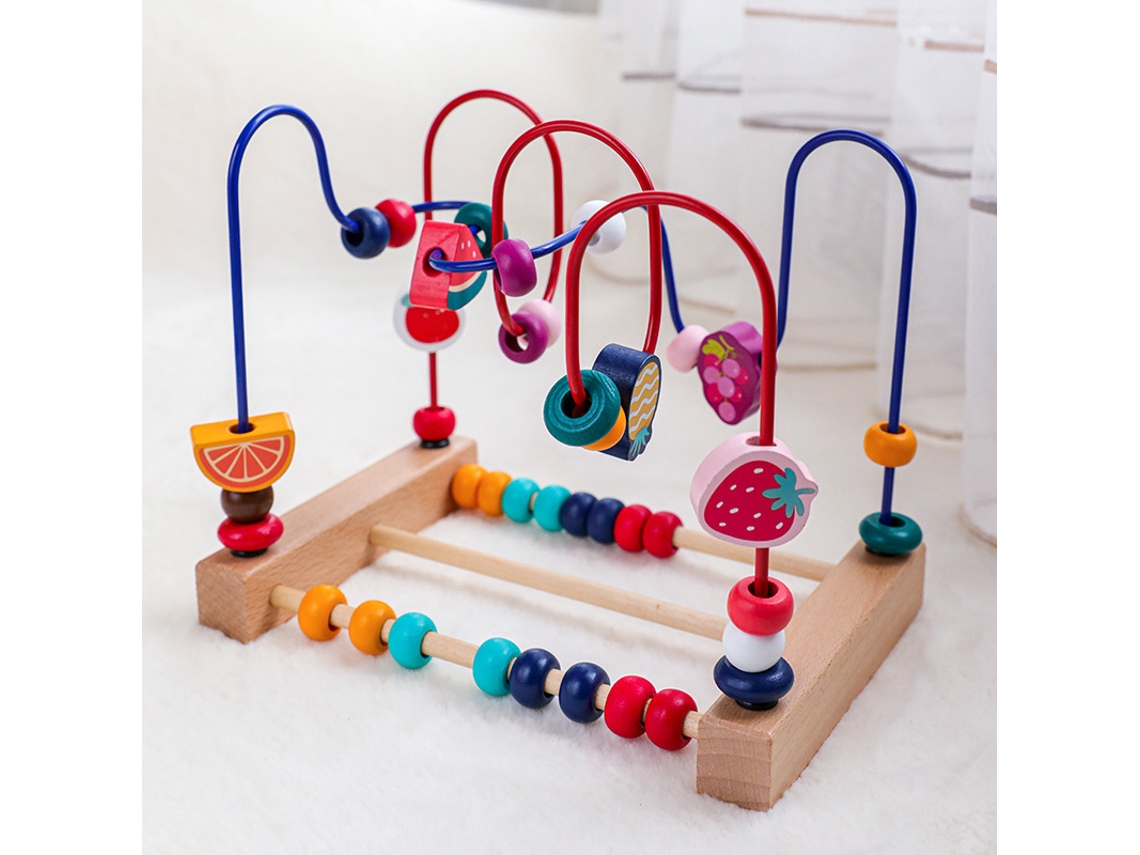 Brinquedo Labirinto De Pérolas De Madeira Montanha-russa Educativo Para Bebês E Crianças Pequenas Com Padrões De Frutas