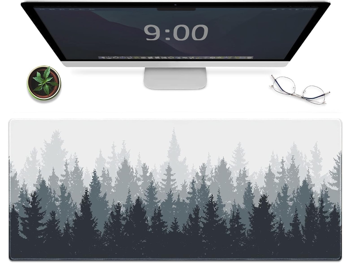 Mousepad Gamer Com Estampa De Floresta 31,5 X 11,8 X 0,12 Polegadas, Tamanho Longo, Antiderrapante Brilvibera