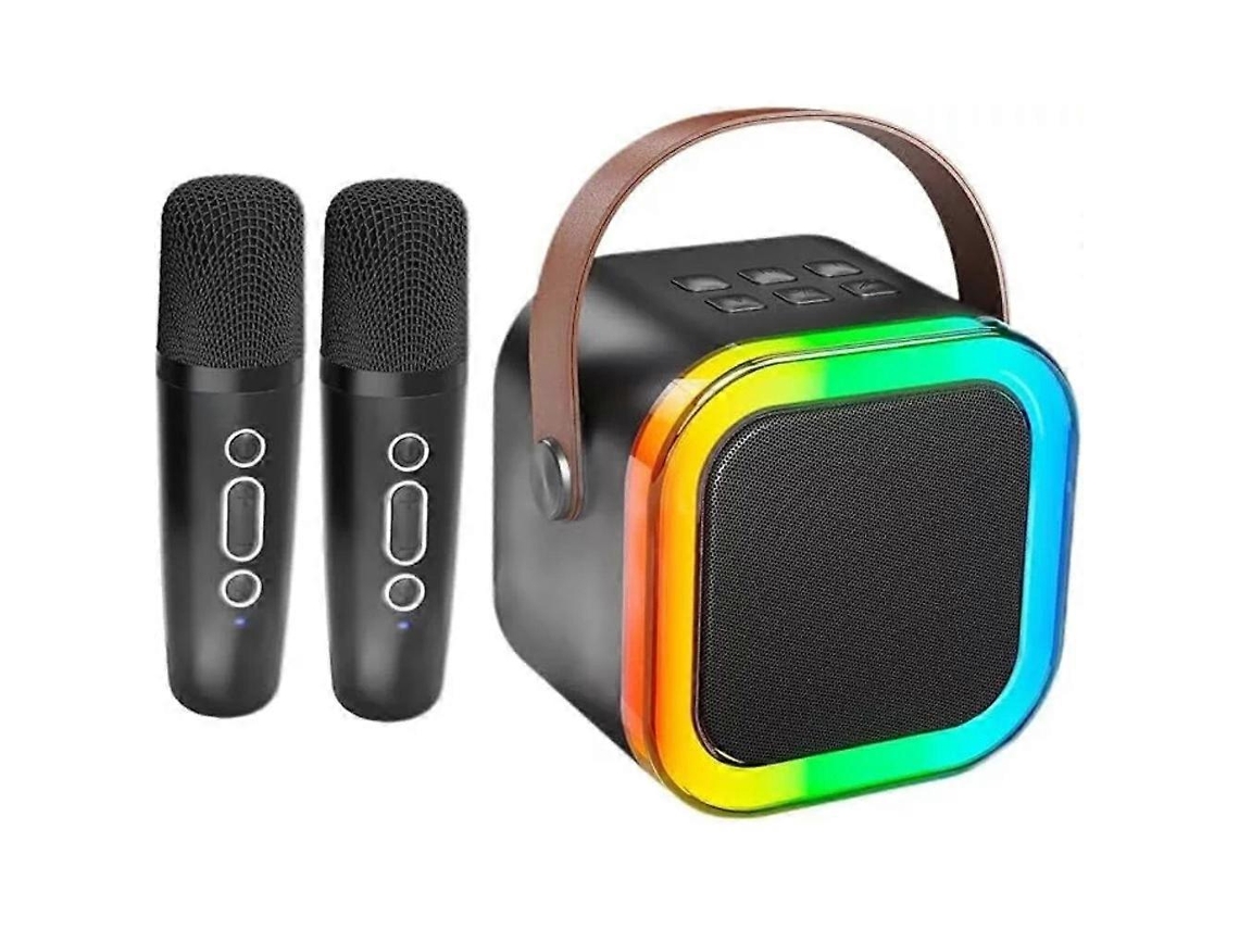 Mini Máquina De Karaokê, Mini Máquina De Karaokê Com 1/2 Microfones Sem Fio, Preta Aquaforge