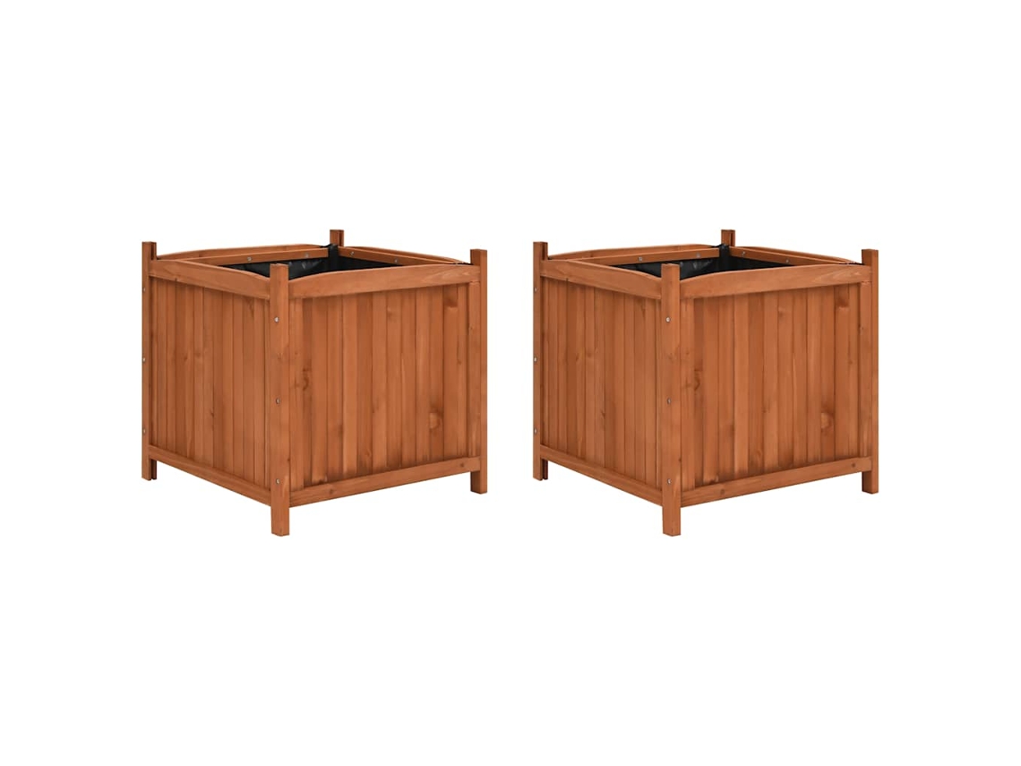 Vidaxl Vasos/floreiras 2 Pcs 50x50x50 Cm Madeira De Abeto