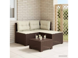 Vidaxl Sofá De Jardim 3 Lugares Com Almofadas Visual Rattan Pp