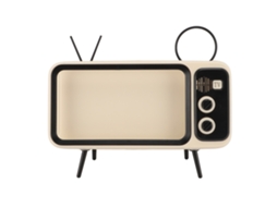 Suporte multifuncional retrô para celular, ideal para TV e mini mesa.