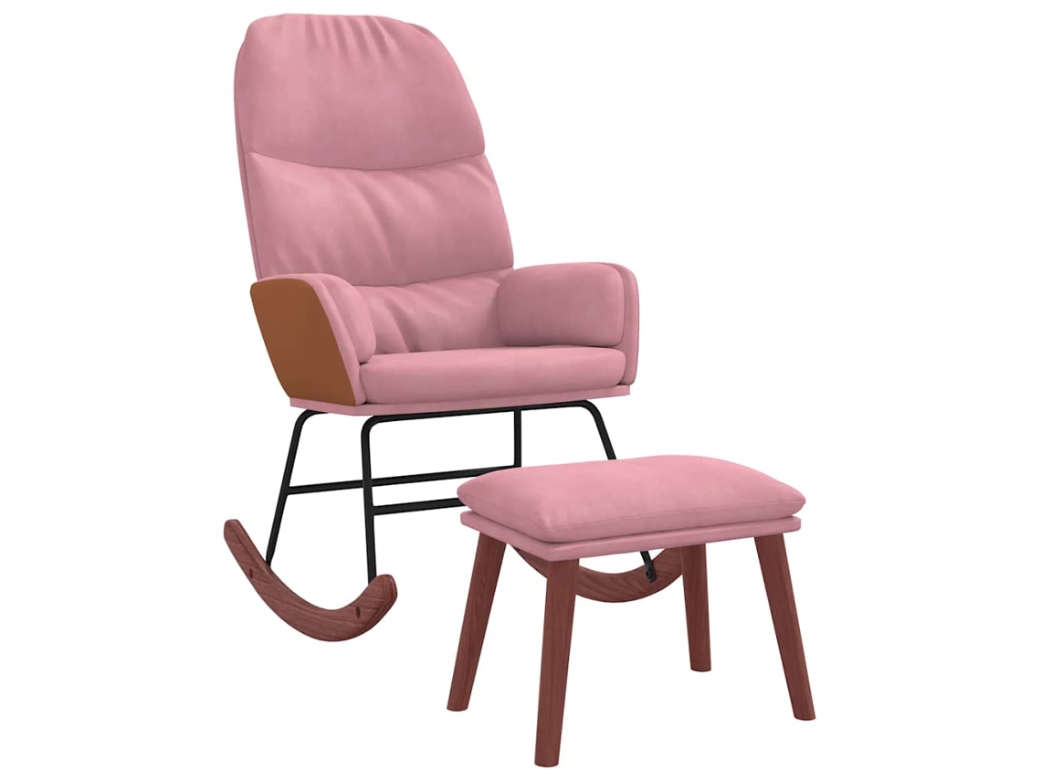 Cadeira De Balanço Vidaxl Cor-de-rosa Veludo