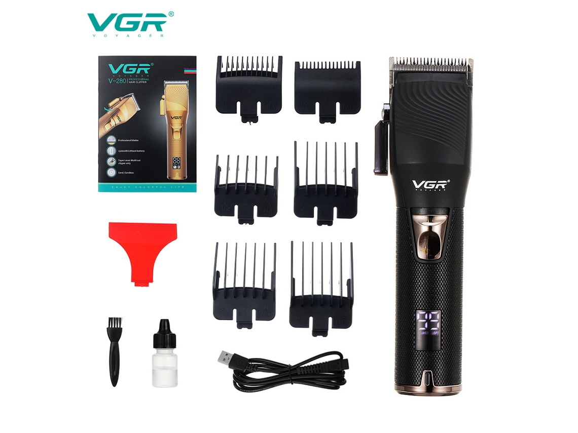 (preto) Máquina De Cortar Cabelo Elétrica Com Visor Digital, Aparador De Metal E Recarregável.