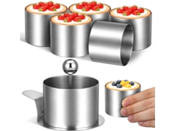 Conjunto de 6 formas redondas em aço inoxidável para tigelas e pudins.