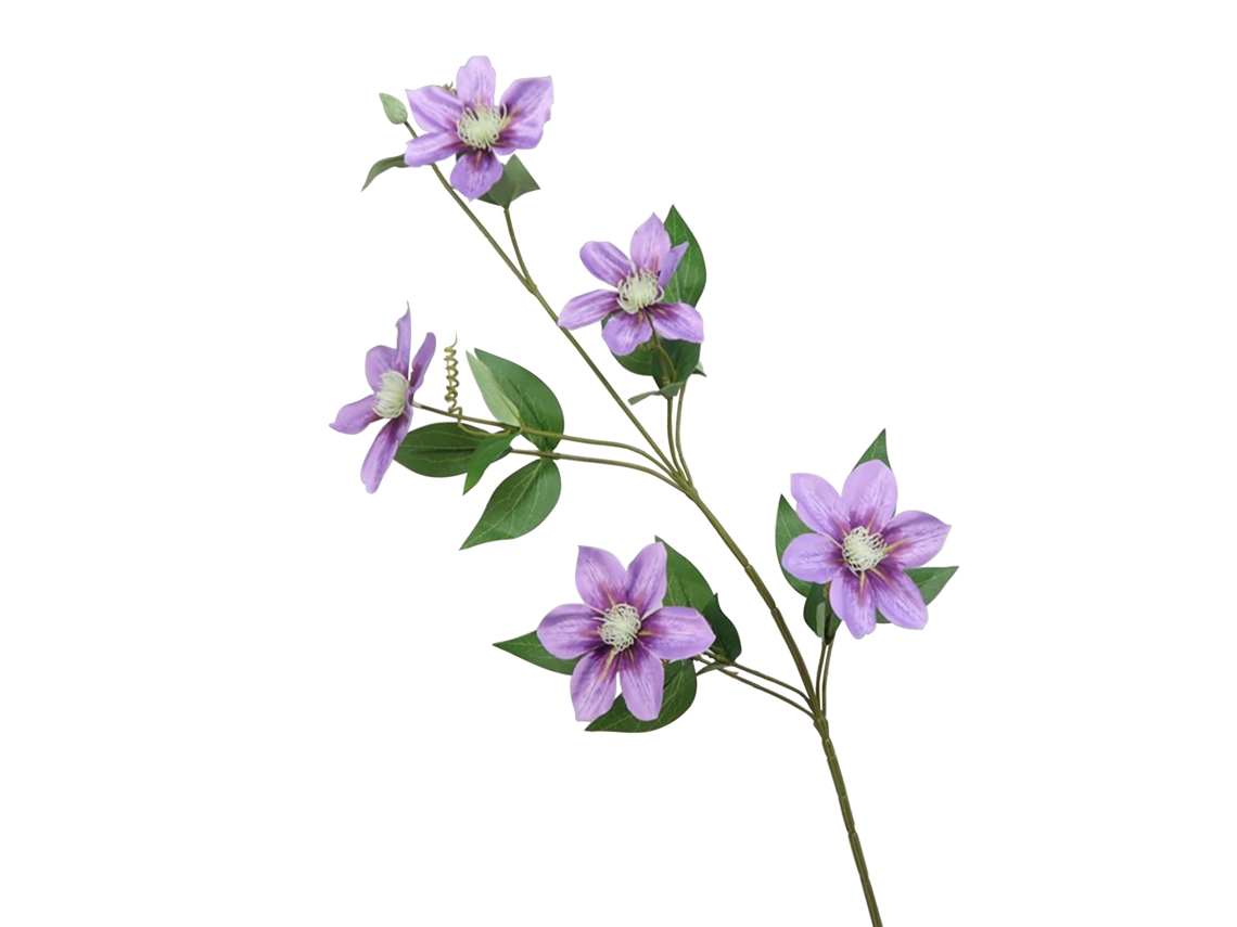 Laxiscreed Clematis Estilo Europeu Fresco Com 5 Cabeças, Roxo Claro, Altura 85cm E 5 Flores