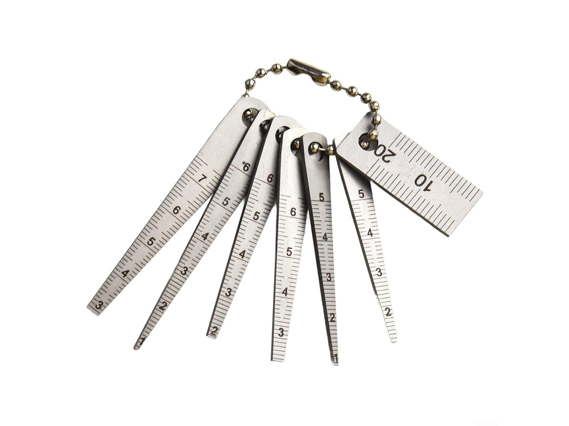 Conjunto De Réguas Calibradoras Bolso, 7 Ferramentas Em Aço Inoxidável