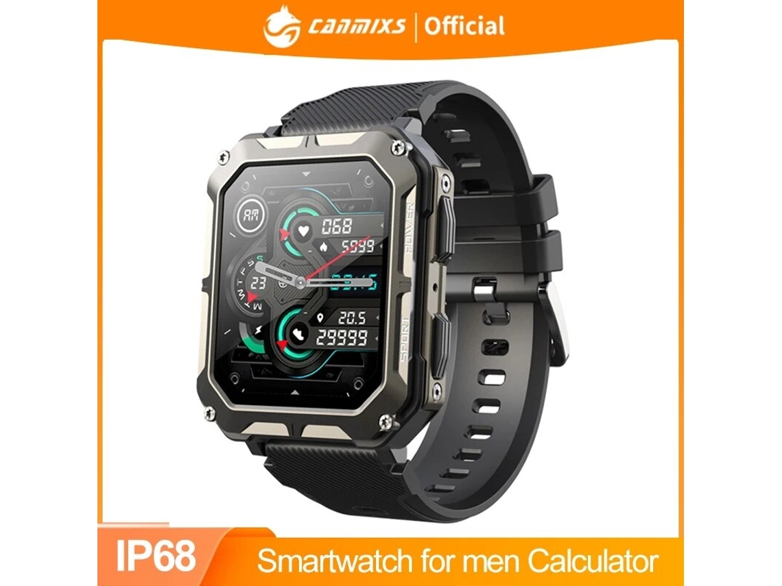 Relógio Inteligente À Prova DÁgua Smartwatch para Homens Calculadora Bluetooth Chamada Relógios Esportivos Android Ios Rastreador de Fitness
