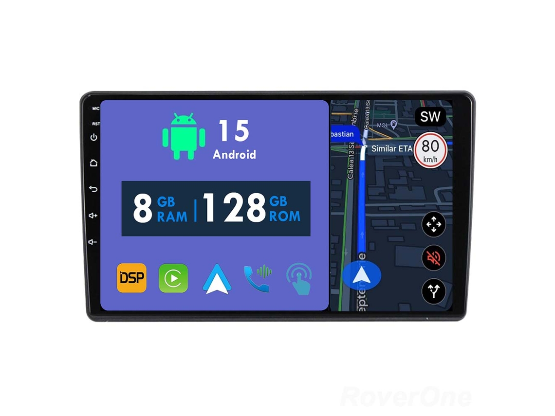 Auto Rádio Carro Bluetooth Autoradio 8GB RAM 128G ROM CarPlay Navegação GPS Ecrã Táctil RoverOne para VW Golf Polo Tiguan Passat Amarok Bora Scirocco